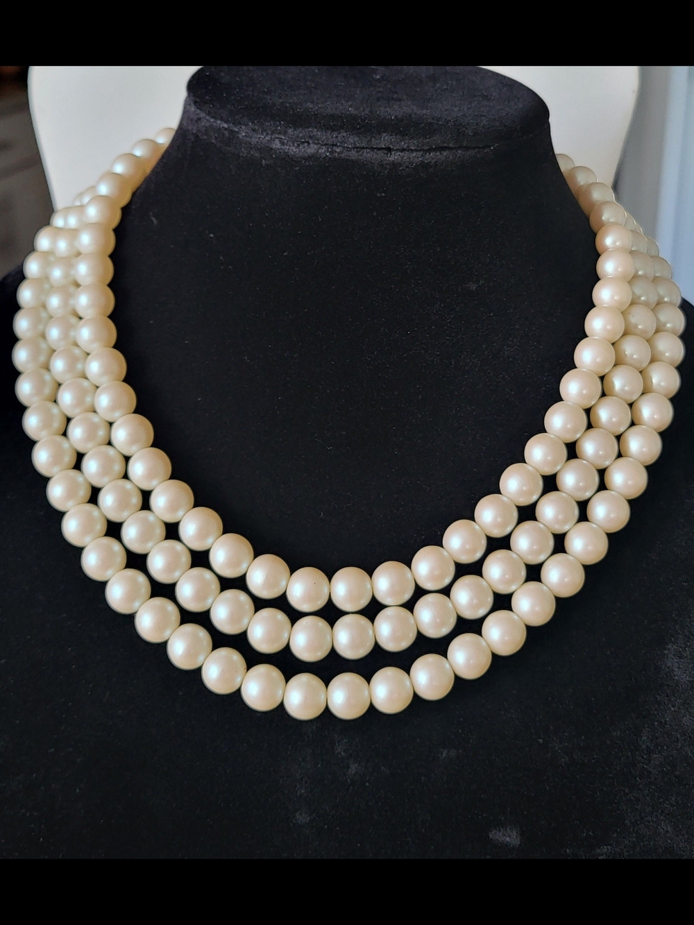 VINTAGE GIVENCHY TRIPLE STRAND PEARL NECKLACE. ESTATE FIND